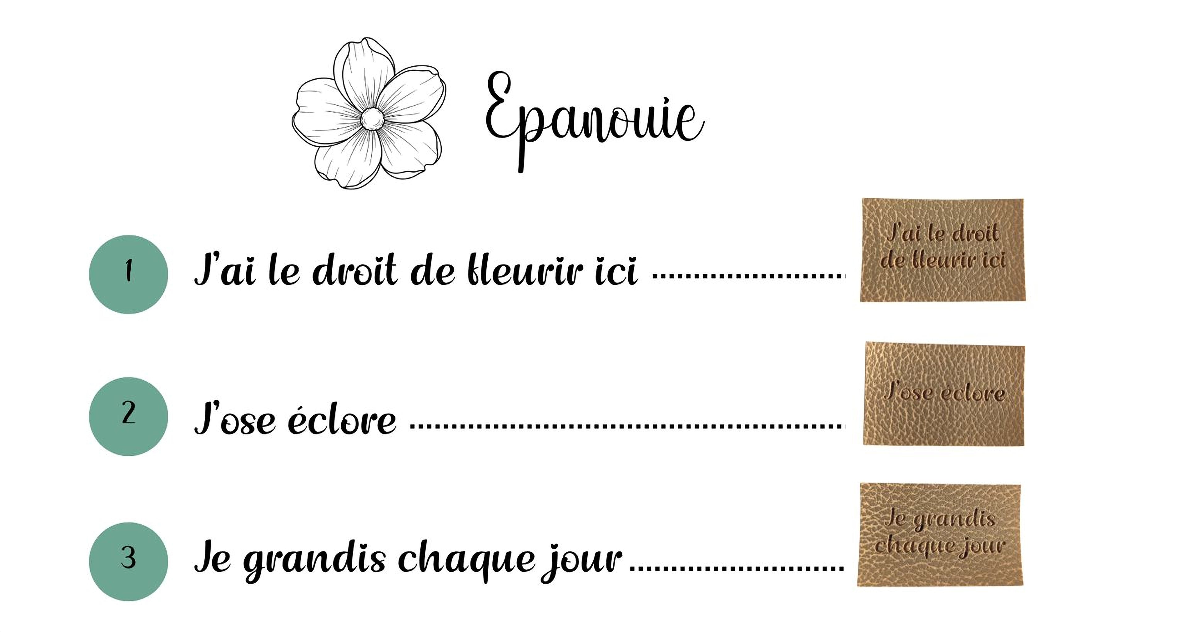 a series of numbered bullet points, each with a different description, and a flower graphic. The text is in French and appears to be a list or explanation.